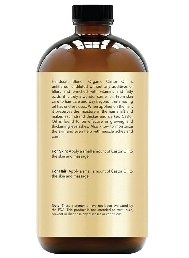 handcraft Blends Handcraft Blends Cold-Pressed Organic Castor Oil in Glass Bottle - 16 Fl Oz - 100% Pure and Natural - Premium Grade Carrier Oil for Hair Growth, Eyelashes and Eyebrows - Hair and Body - Image 2