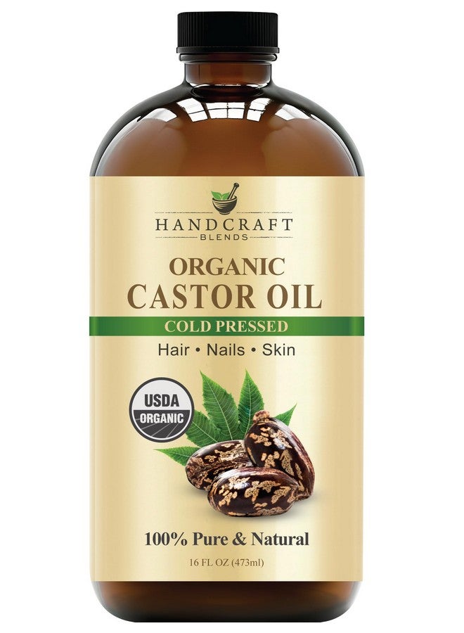 handcraft Blends Handcraft Blends Cold-Pressed Organic Castor Oil in Glass Bottle - 16 Fl Oz - 100% Pure and Natural - Premium Grade Carrier Oil for Hair Growth, Eyelashes and Eyebrows - Hair and Body - Image 1