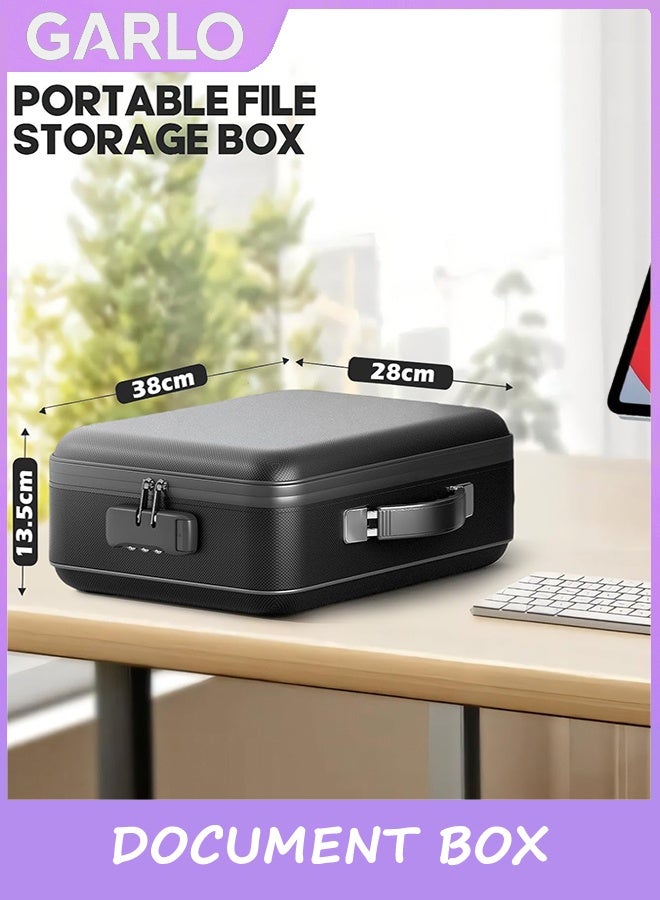 جارلو صندوق مستند مقاوم للحريق ، منظم ملف مقاوم للحريق مع قفل تصميم قشرة صلبة مقاوم للحريق صندوق آمن مقاوم للماء للوثائق المهمة شهادات جوازات سفر الكمبيوتر المحمول الأسود - Image 3