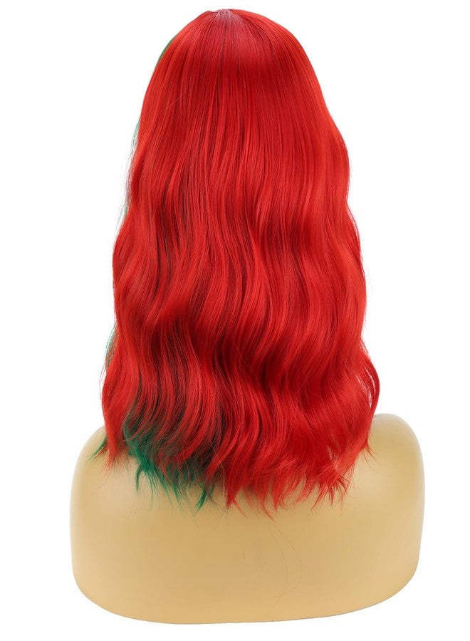 BERON Christmas Short Curly Wavy Wig for Women Girls Red and Green Side Part Costume Heat Resistant Synthetic Wig for Cosplay Party or Daily - Image 4
