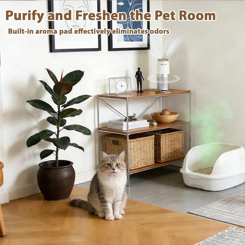 Aucleia Mini Portable Air Purifier with True H13 HEPA Filter, Car Air Freshener, Car Air Purifier for Travel and Office to Remove Pet Odor Smoke Dust and Pollen, Aromatherapy Function (White) - Image 4