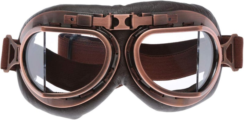 MUXSAM Vintage Motorcycle Goggles, ATV Motocross Goggles, Dirt Bike Racing Riding Off Road Scooter Glasses, Windproof Dustproof Eyewear for Adults Men Women, Copper Frame Clear Lens - Image 1