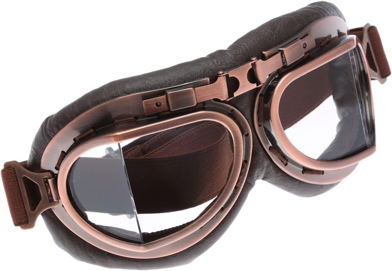 MUXSAM Vintage Motorcycle Goggles, ATV Motocross Goggles, Dirt Bike Racing Riding Off Road Scooter Glasses, Windproof Dustproof Eyewear for Adults Men Women, Copper Frame Clear Lens - Image 3