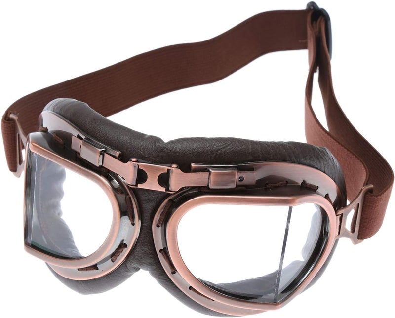 MUXSAM Vintage Motorcycle Goggles, ATV Motocross Goggles, Dirt Bike Racing Riding Off Road Scooter Glasses, Windproof Dustproof Eyewear for Adults Men Women, Copper Frame Clear Lens - Image 4