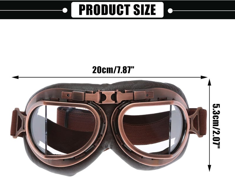 MUXSAM Vintage Motorcycle Goggles, ATV Motocross Goggles, Dirt Bike Racing Riding Off Road Scooter Glasses, Windproof Dustproof Eyewear for Adults Men Women, Copper Frame Clear Lens - Image 2