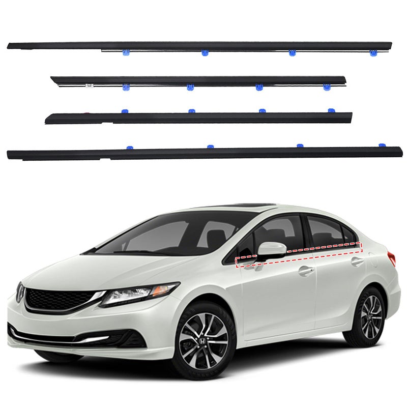 ItranMc Car Window Weather Stripping Molding Trim Belt,Compatible with Honda Civic 2012-2015 4-Door Sedan,Replace#72450-TR0-A01 72410-TR0-A01 72950-TR0-A01 72910-TR0-A01 - Image 1