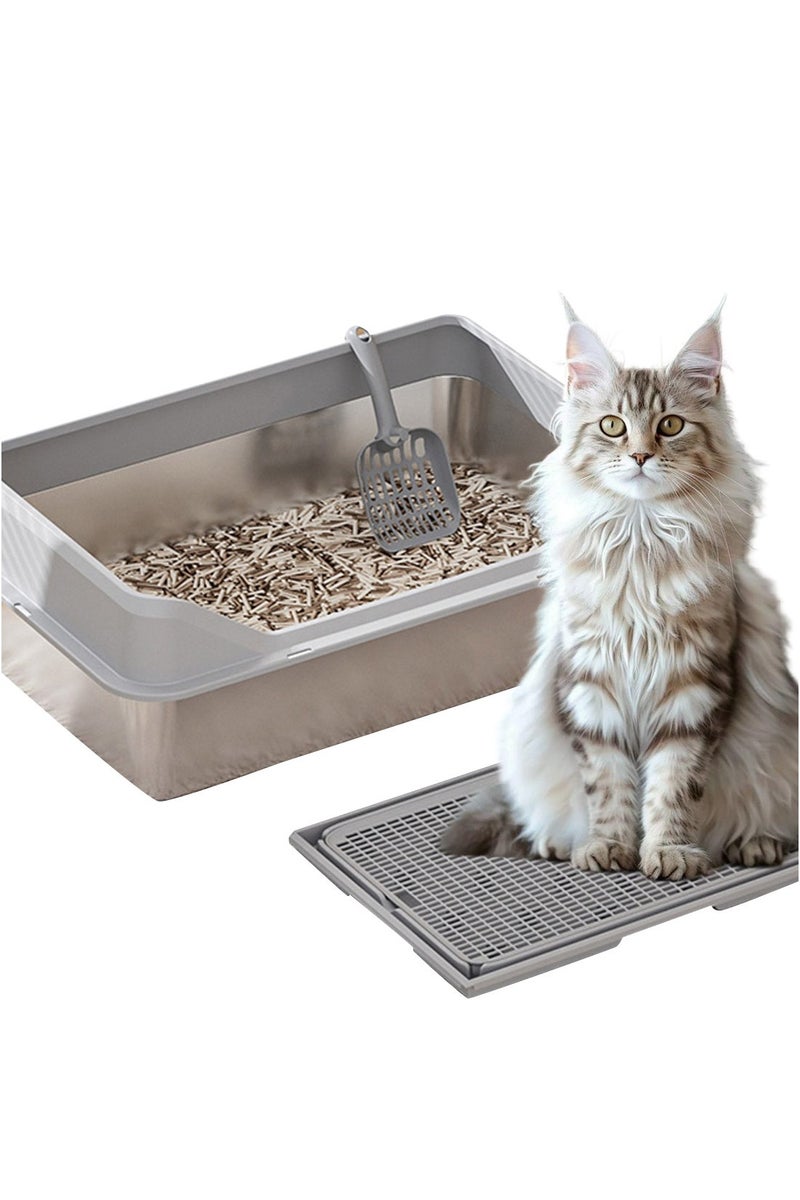 Kidle Stainless Steel Cat Litter Box Metal Cat Litter Box Extra Large Metal Litter Pan with Smooth Corners for Cat - Image 1