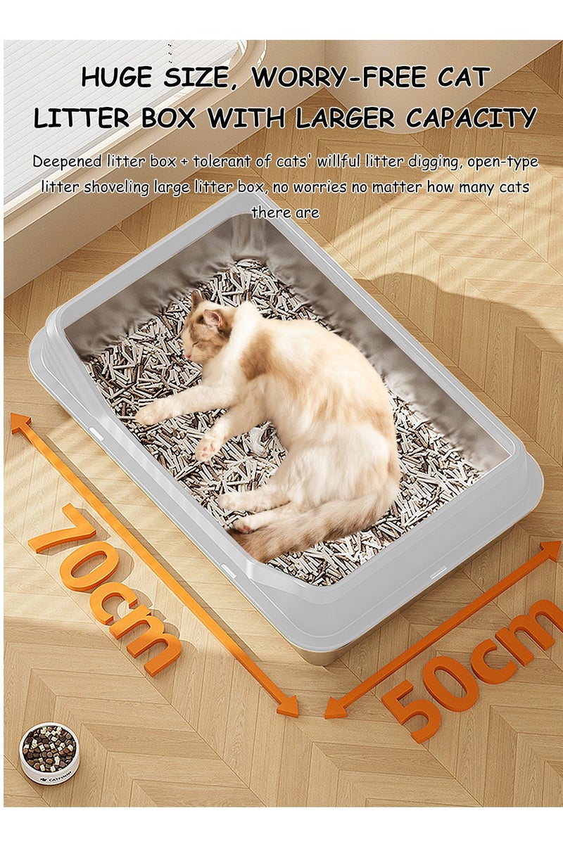 Kidle Stainless Steel Cat Litter Box Metal Cat Litter Box Extra Large Metal Litter Pan with Smooth Corners for Cat - Image 4