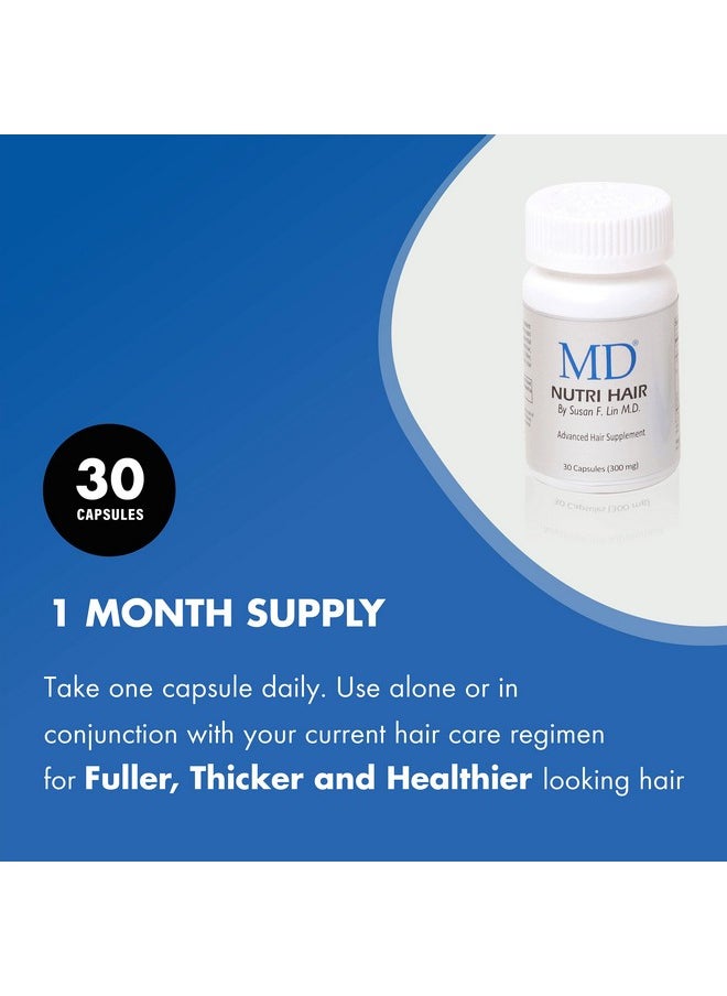 MD - Nutri Hair Growth Supplement With Biotin 30 Capsules  Prevents Hair Loss Minimizes Hair Shedding Thinning Breakage  Promotes Longer Thicker HairSkinsafe  Natural Formulation - Image 1