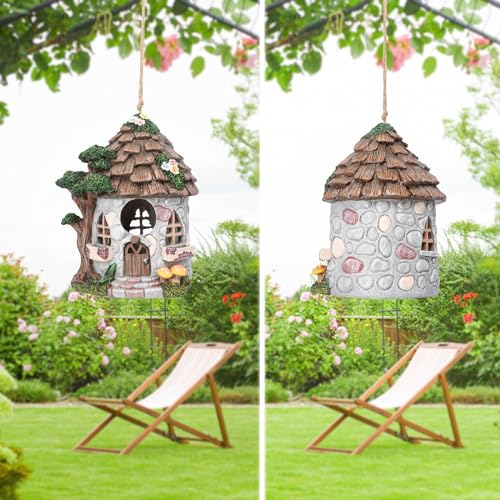 Yinns Resin Bird House for Outside, Birdhouses for Outdoors Wild Bird Nesting, Decorative Stone Bird Houses for Yard Garden Decor, Water Proof - Image 5
