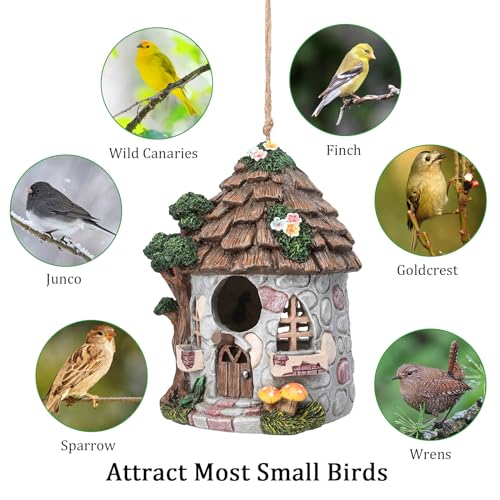 Yinns Resin Bird House for Outside, Birdhouses for Outdoors Wild Bird Nesting, Decorative Stone Bird Houses for Yard Garden Decor, Water Proof - Image 4