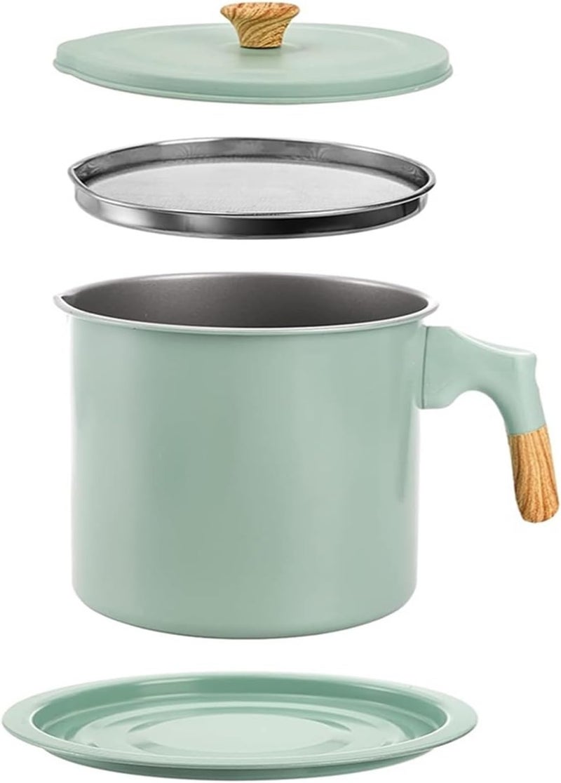 Bacon Grease Container With Strainer 1.4L Stainless Steel Oil Filter Pot Cooking Storage With JT403(Light green) - Image 4