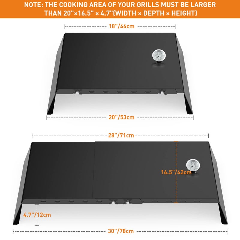 Skyflame Universal Metal Pizza Oven Kit with 20-30 inch Adjustable Width, Grill Top Pizza Oven Box for Most Gas Grills/Pellet Grill Conversion Kit - Image 2