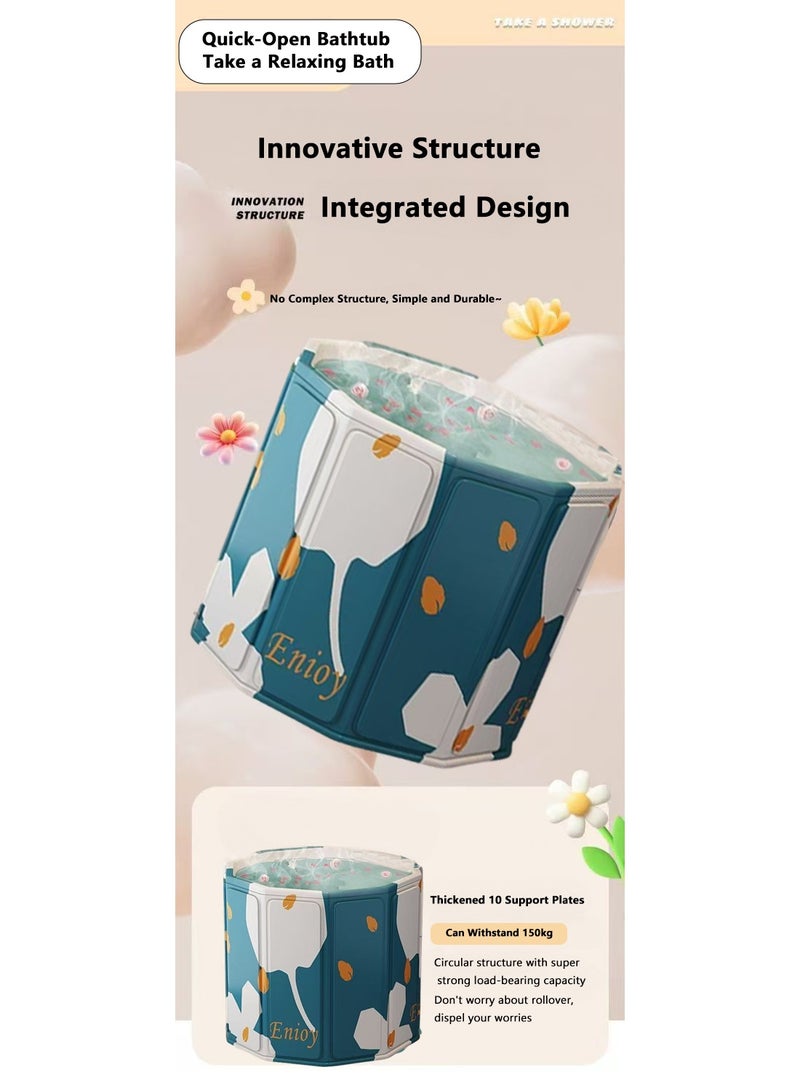 XiuWoo Large Capacity Waterproof Portable Non-Inflatable Folding Soaking Spa Bathtub Barrel, No Installation Household Large Shower Bathing Tubs, Separate Family Bathroom SPA Tub for Adults and Kid - Image 5
