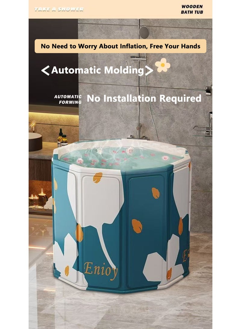 XiuWoo Large Capacity Waterproof Portable Non-Inflatable Folding Soaking Spa Bathtub Barrel, No Installation Household Large Shower Bathing Tubs, Separate Family Bathroom SPA Tub for Adults and Kid - Image 3