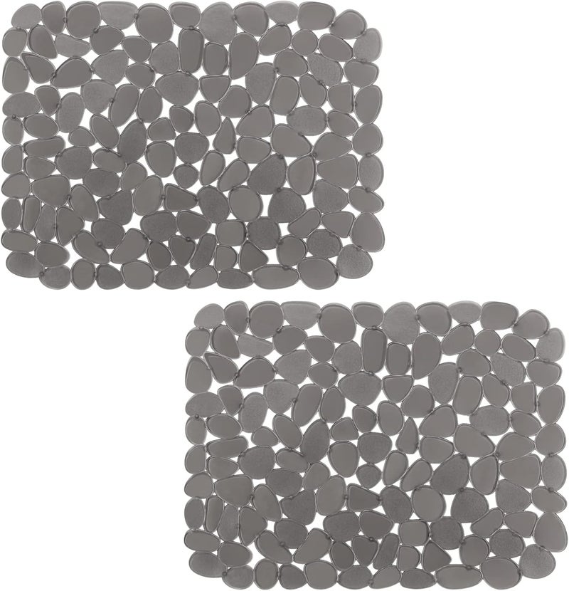 Bligli Pebble Sink Mat for Stainless Steel/Ceramic Sinks, 2 Pack PVC Sink Protectors Mats for Bottom of Kitchen Sink, Dish Drying Mat for Dishes and Glassware, 15.7 x 11.8 inch, Grey - Image 1
