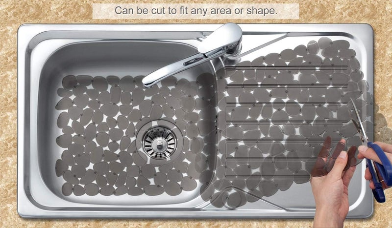 Bligli Pebble Sink Mat for Stainless Steel/Ceramic Sinks, 2 Pack PVC Sink Protectors Mats for Bottom of Kitchen Sink, Dish Drying Mat for Dishes and Glassware, 15.7 x 11.8 inch, Grey - Image 4