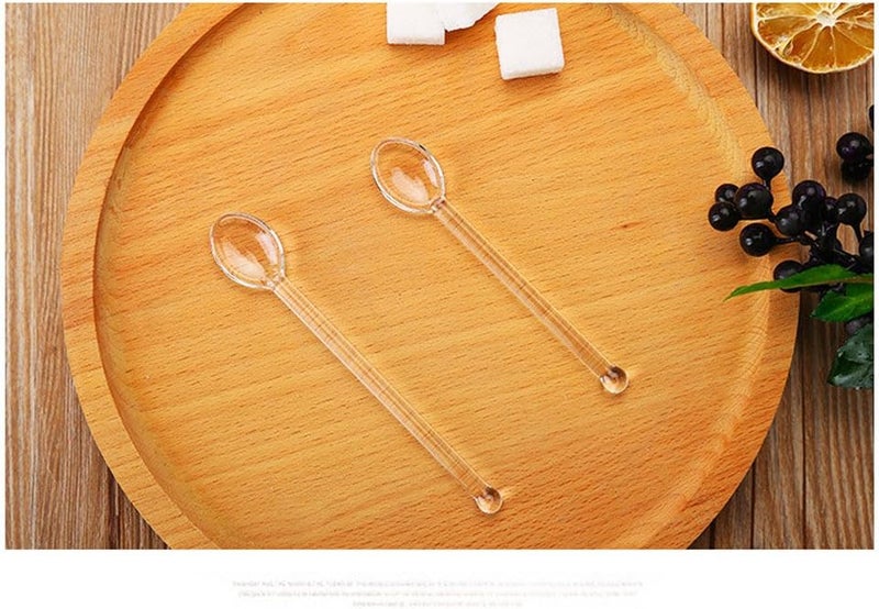 Rddconkit 4 Pcs Borosilicate Color Transparent Glass Spoons,Cute Flower Long Handle Spoons for Ice Cream Dessert Coffee Stirring (transparent, Length:125mm/4.92") - Image 4