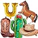 KHC-KHF WesternBalloons CowboyBalloon 5PCS Horse Horseshoe Boot Cowboy Hat Cactus Foil Balloons Western Birthday Party Rodeo Bachelorette Decoration Supply - Image 2