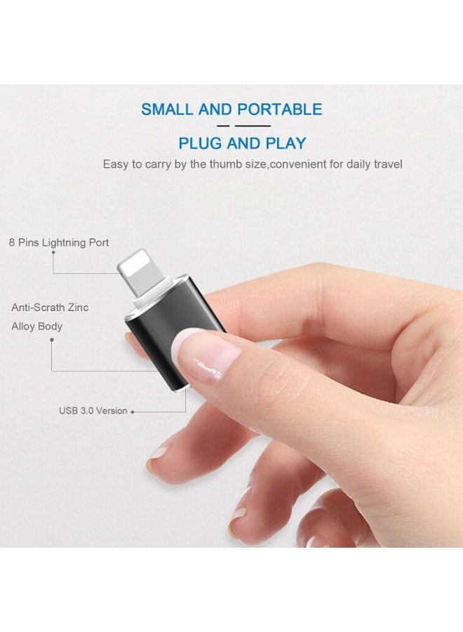 Lightning USB OTG Adapter for iPhone USB 3.0 Adapter USB-A Data Transfer Backup Connecting Adapter for iPhone 14 13 12 11 Xr X XS 8 7 Plus Max iPad Air Pro Mini,Support Camera Card Reader Mouse Keyboard Hubs - Image 3