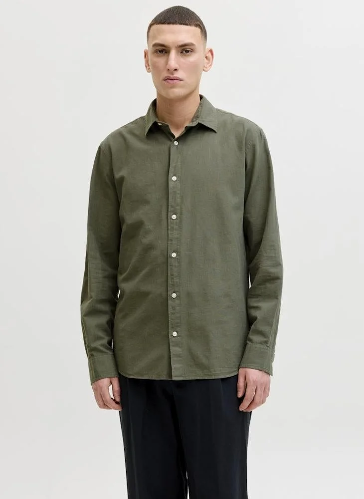JACK & JONES  Linen Blend Casual Long Sleeve Shirt for Men | Best Price UAE