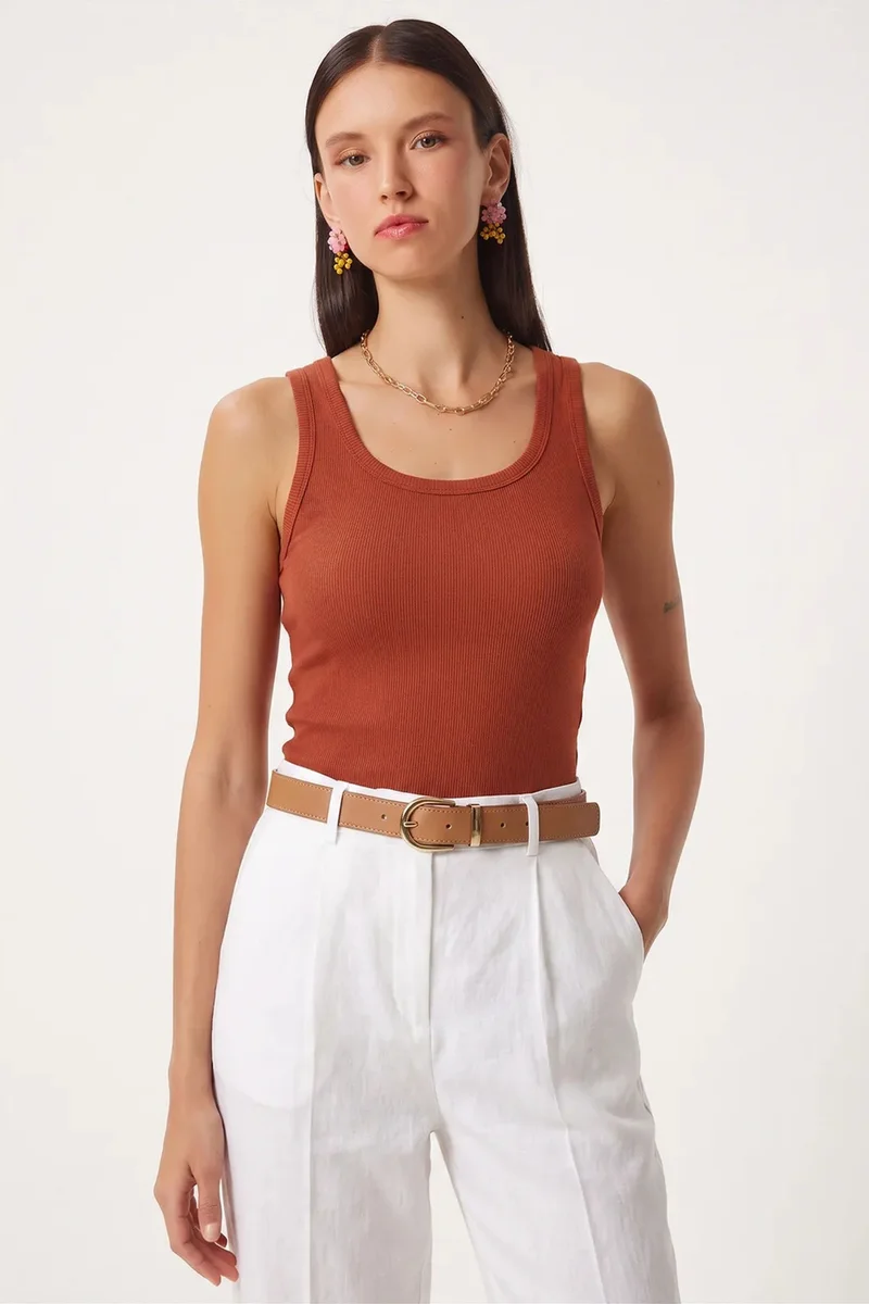 هابينس اسطنبول ISTANBUL Fitted Cotton U Collar Tank Top