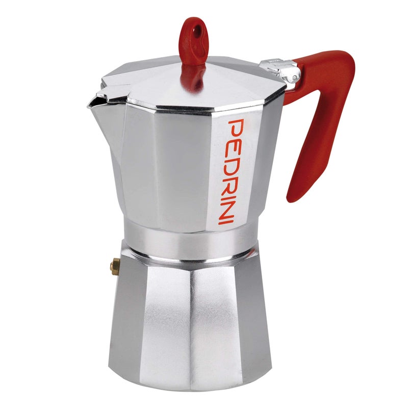 PEDRINI- Italy Aluminium Moka Pot 6 Cup, Coffee Maker/Mocha Pot/Stovetop Coffee Maker; Prodcut from Italy, Since 1941. (Red, 6 Cup) - Now Eco Moka in Red Variant. - Image 5
