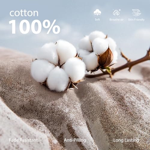 TodaFre Brown Floral 100% Cotton Duvet Cover King Size, Luxury Percale Bedding Set for All Seasons - 1 Patterned Duvet Cover 104x90 Inches with Zipper Closure, 2 Pillowcases - Image 3