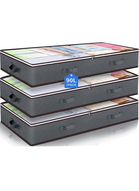 90L Under Bed Storage Containers, Closet Organizers and Storage Bins, Foldable Underbed Storage Bags for Blankets, Towels, Comforter, Sweaters, Linen Sheets, Wrapping Paper
