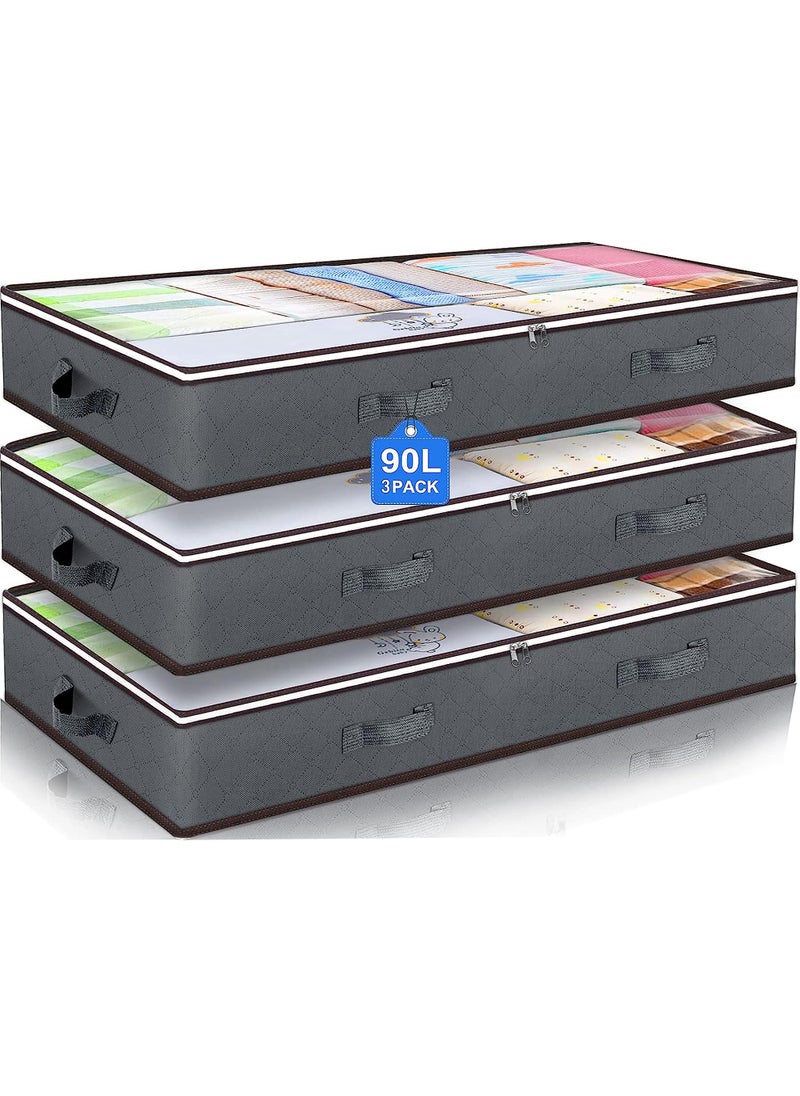Uwals - 90L Under Bed Storage Containers, Closet Organizers and Storage Bins, Foldable Underbed Storage Bags for Blankets, Towels, Comforter, Sweaters, Linen Sheets, Wrapping Paper - Image 1