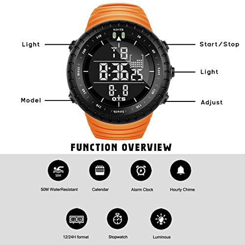 PALADA Men's Digital Sports Watch Waterproof Tactical Watch with LED Backlight Watches for Men - Image 3