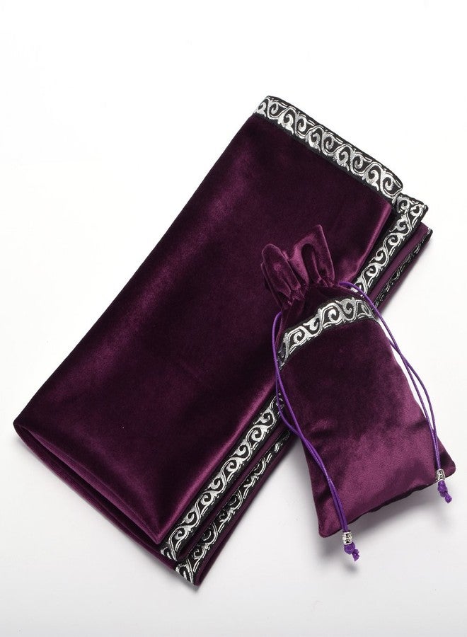 BLESSUME Altar Tarot Table Cloth Divination Wicca Velvet Cloth with Tarot Pouch 24.4 * 24.4 inch Purple - Image 4