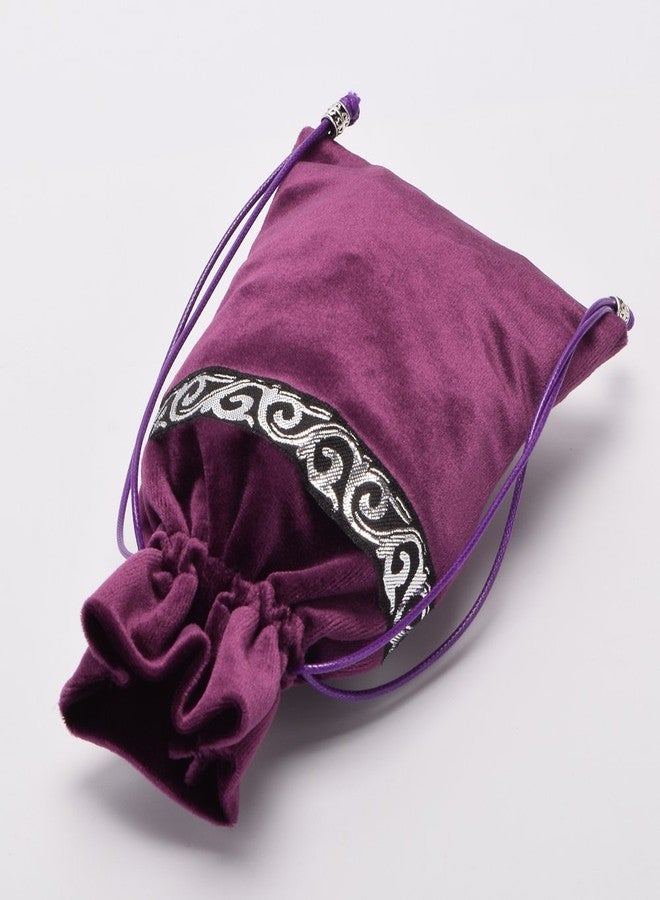 BLESSUME Altar Tarot Table Cloth Divination Wicca Velvet Cloth with Tarot Pouch 24.4 * 24.4 inch Purple - Image 5