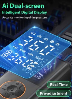 Xoopla Portable Car Tyre Inflator,Electric Air Compressor,Cordless Tire Inflator with 4000mAh Battery Power Bank/Auto Stop/LED Light/LCD Digital Dual Display,150 PSI Fast Inflation Air Pump for Car,Motorcycle,Bicycle,Ball  - Image 2
