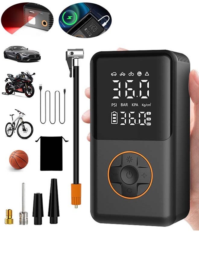 Xoopla Portable Car Tyre Inflator,Electric Air Compressor,Cordless Tire Inflator with 4000mAh Battery Power Bank/Auto Stop/LED Light/LCD Digital Dual Display,150 PSI Fast Inflation Air Pump for Car,Motorcycle,Bicycle,Ball  - Image 1