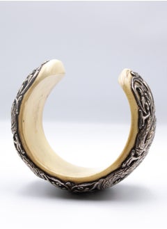 Alpine Crystals UAE Exquisite Silver Flowers Carving Bangle For Decoration  - Image 2