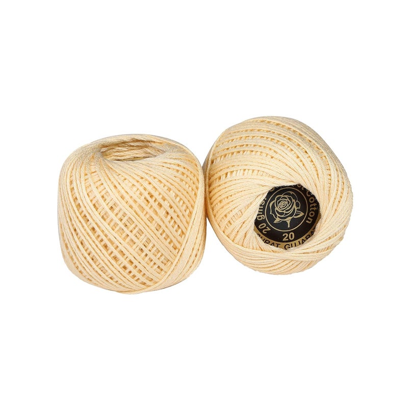 CORIOX Crochet Thread Set Of 10 Ball Crochet Cotton Thread Yarn For Knitting And Craft Making. Size 20 Gram 55 To 60 Mtr Approx (Cream), 200 Gram - Image 3