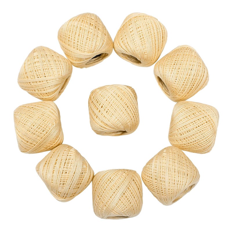 CORIOX Crochet Thread Set Of 10 Ball Crochet Cotton Thread Yarn For Knitting And Craft Making. Size 20 Gram 55 To 60 Mtr Approx (Cream), 200 Gram - Image 2