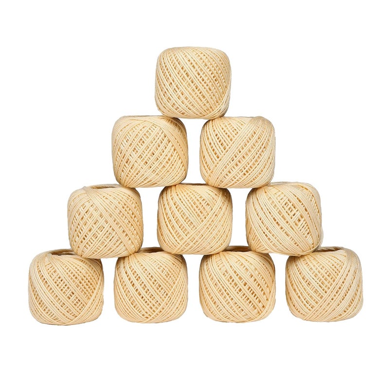 CORIOX Crochet Thread Set Of 10 Ball Crochet Cotton Thread Yarn For Knitting And Craft Making. Size 20 Gram 55 To 60 Mtr Approx (Cream), 200 Gram - Image 1