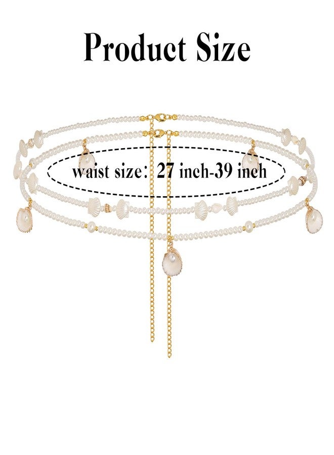 ELABEST Seashell Belly Chain Layered Pearl Shell Waist Chain Mermaid Beach Seashell Stomach Jewelry Chains for Women (Style-A) - Image 5