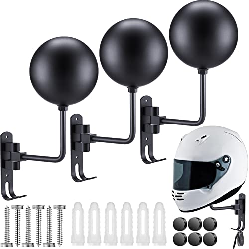 Shimeyao 3 Pack Motorcycle Helmet Racks Wall Mount Bike Helmet Holder Stand 180 Degree Rotation Hanger with 2 Metal Hooks for Motorcycle Accessories, Bike Coat Jacket Cap Wig Key - Image 1