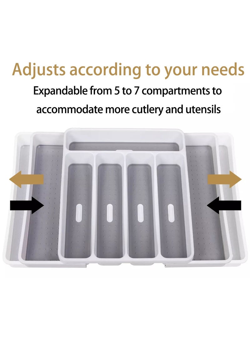 KINGMAZI 7-Section Cutlery Tray Grey/White 40x32.5x4.5centimeter - Image 2