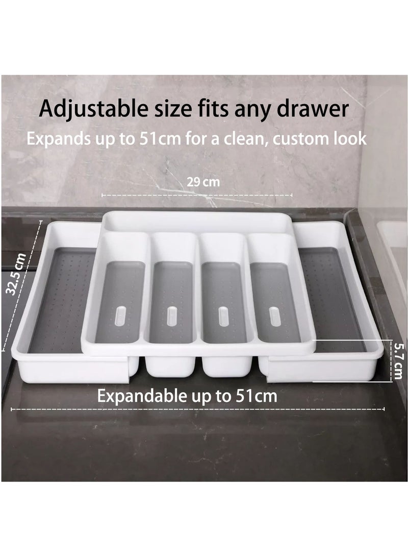KINGMAZI 7-Section Cutlery Tray Grey/White 40x32.5x4.5centimeter - Image 3