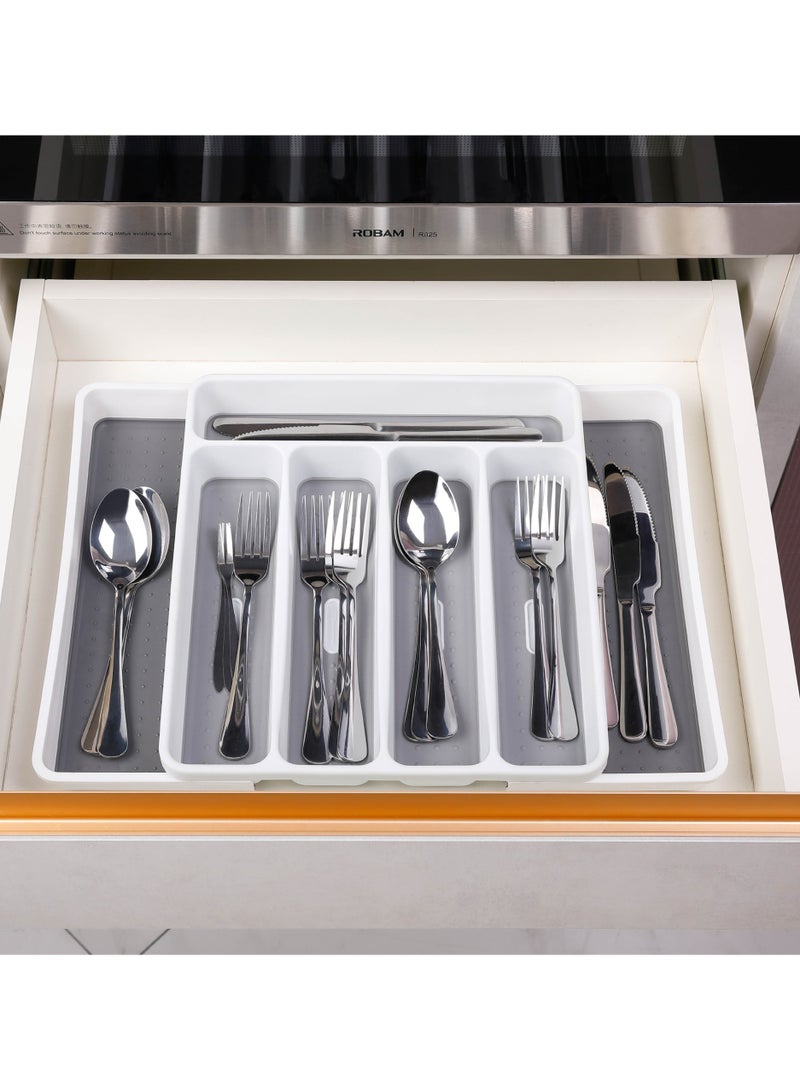 KINGMAZI 7-Section Cutlery Tray Grey/White 40x32.5x4.5centimeter - Image 4