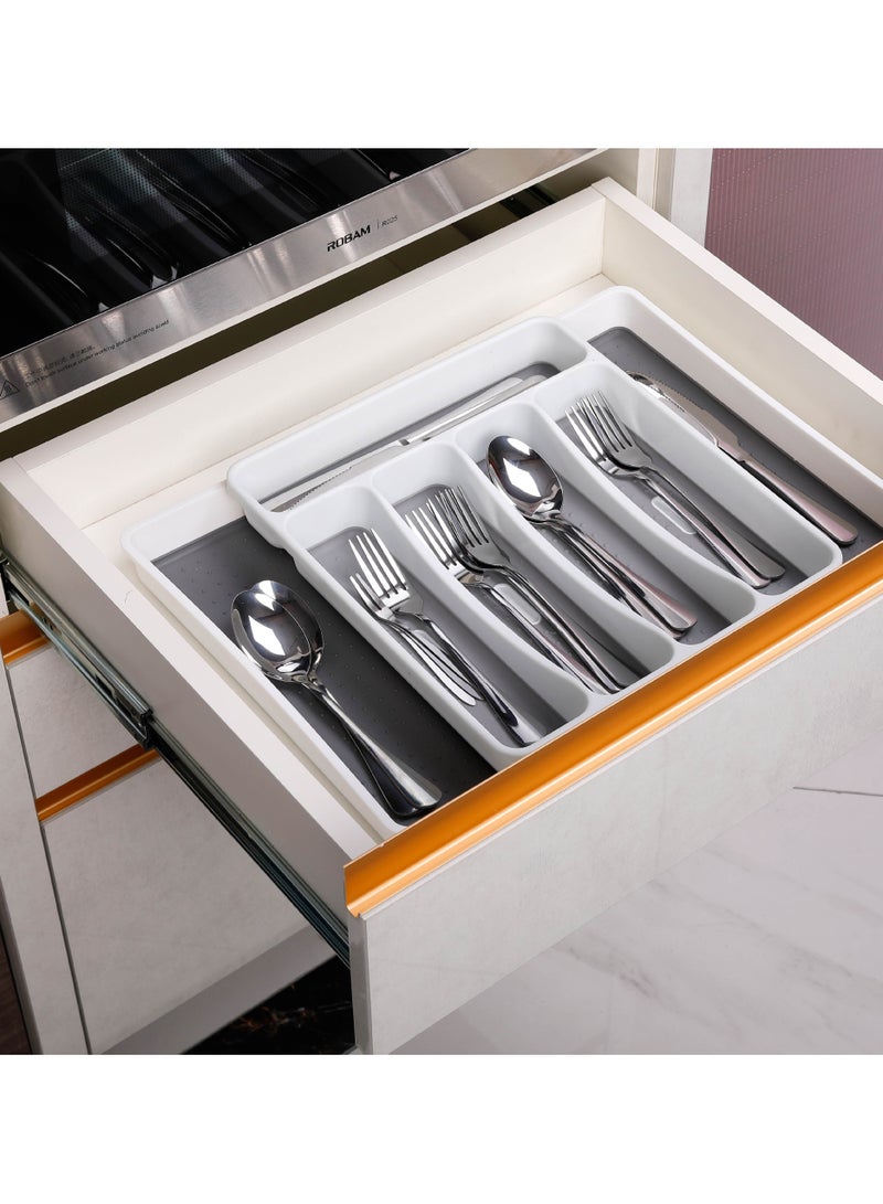KINGMAZI 7-Section Cutlery Tray Grey/White 40x32.5x4.5centimeter - Image 5