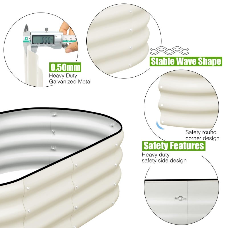 SnugNiture Galvanized Raised Garden Bed, 4x2x1ft Oval Metal Planter Box for Planting Outdoor Plants Vegetables - Image 2