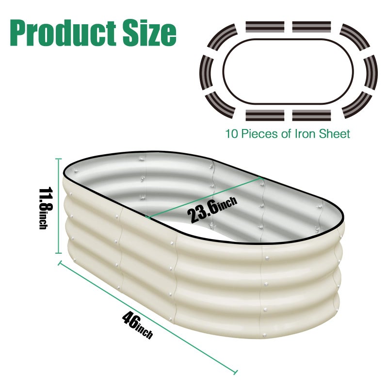 SnugNiture Galvanized Raised Garden Bed, 4x2x1ft Oval Metal Planter Box for Planting Outdoor Plants Vegetables - Image 3