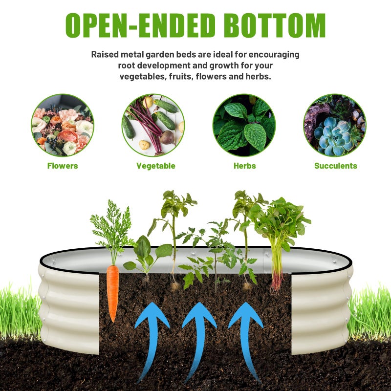 SnugNiture Galvanized Raised Garden Bed, 4x2x1ft Oval Metal Planter Box for Planting Outdoor Plants Vegetables - Image 4