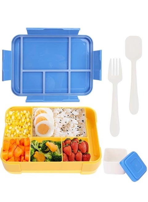 Bento Box, Lunch Box for Kids, Leak-Proof Lunch Box Container with 5 Compartment and Utensils Blue Polypropylene
23x17x4.8 cm