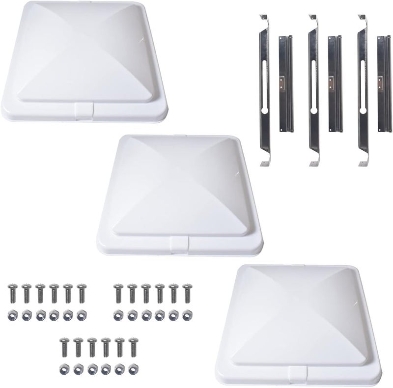 COEFEPIY 3 pcs 14" x 14" Universal RV, Trailer, Camper Roof Vent Cover Lid Replacement - White - Image 1